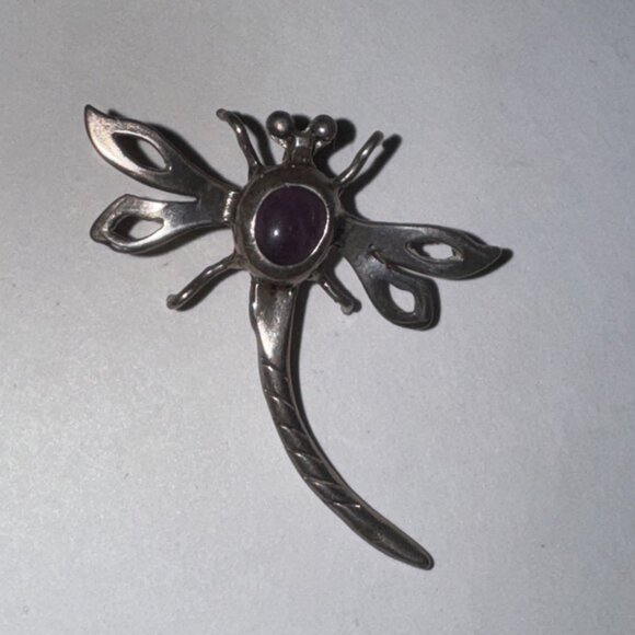 Sterling Dragonfly With Amethyst Pendant - Picture 5 of 15